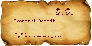 Dvorszki Dezső névjegykártya